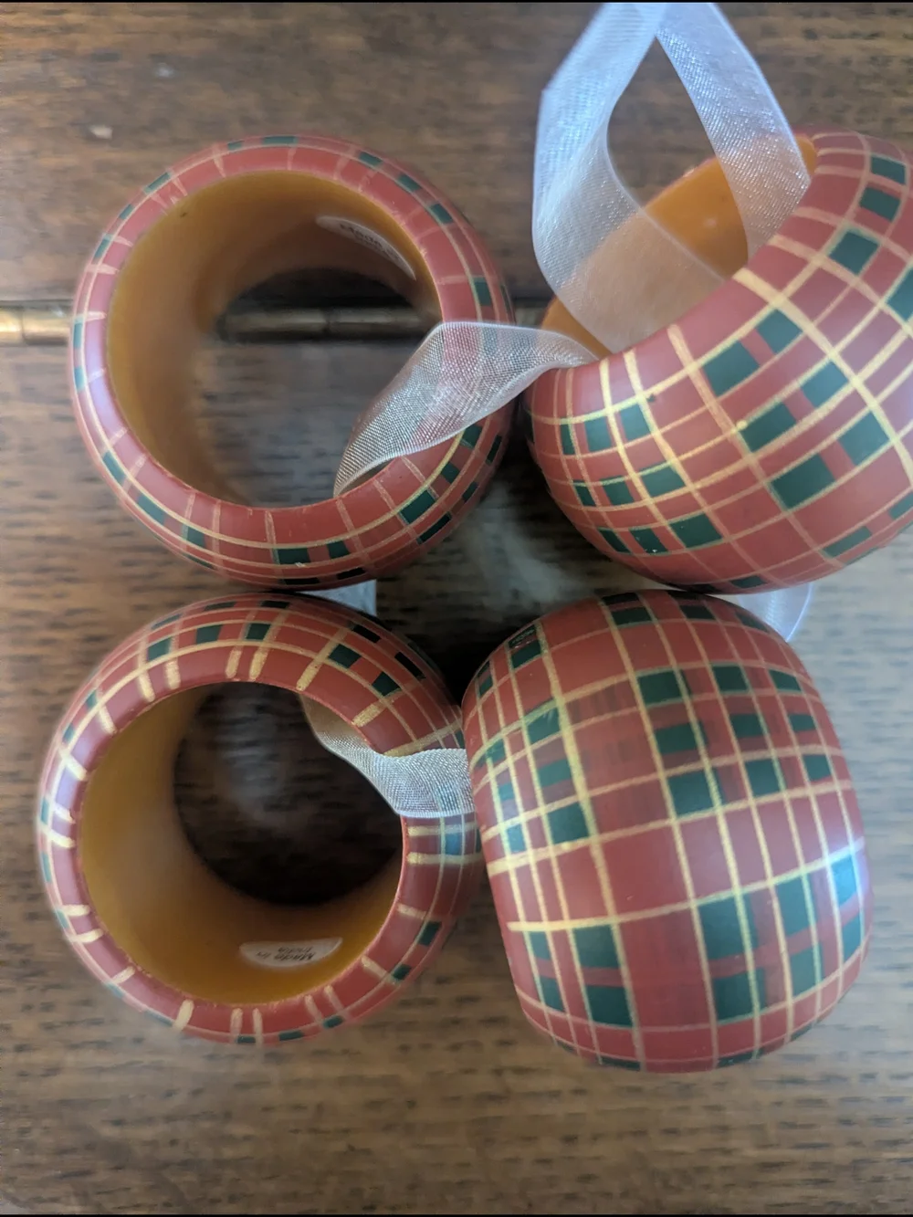 Tartan Plaid Red and Green Napkin Rings - Vintage Made In India Set Of 4